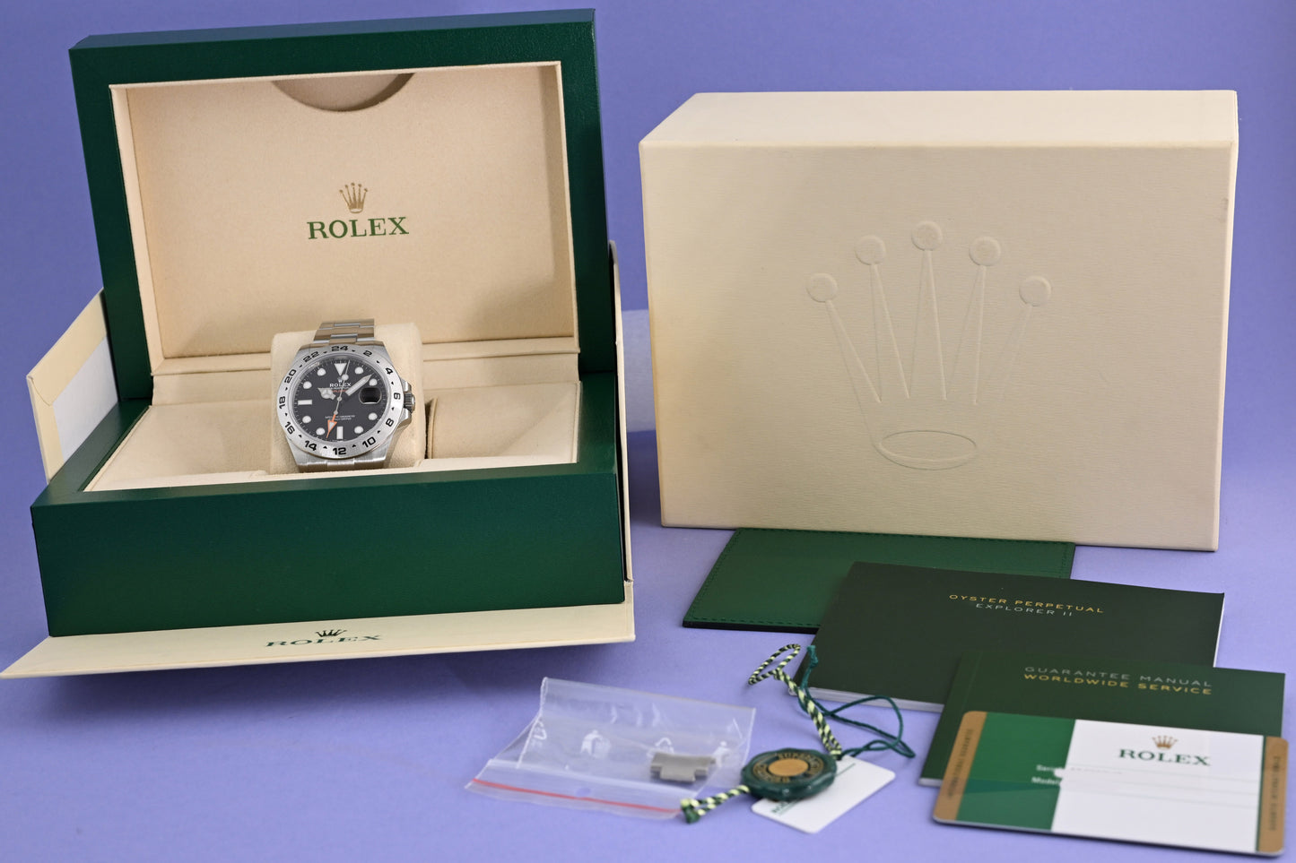 Rolex Explorer II 216570 - Full Set - Black Dial - LC 100