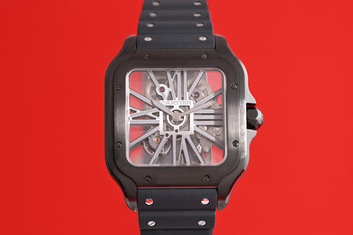 Cartier Santos Skeleton Black Whsa0009 - Full Set