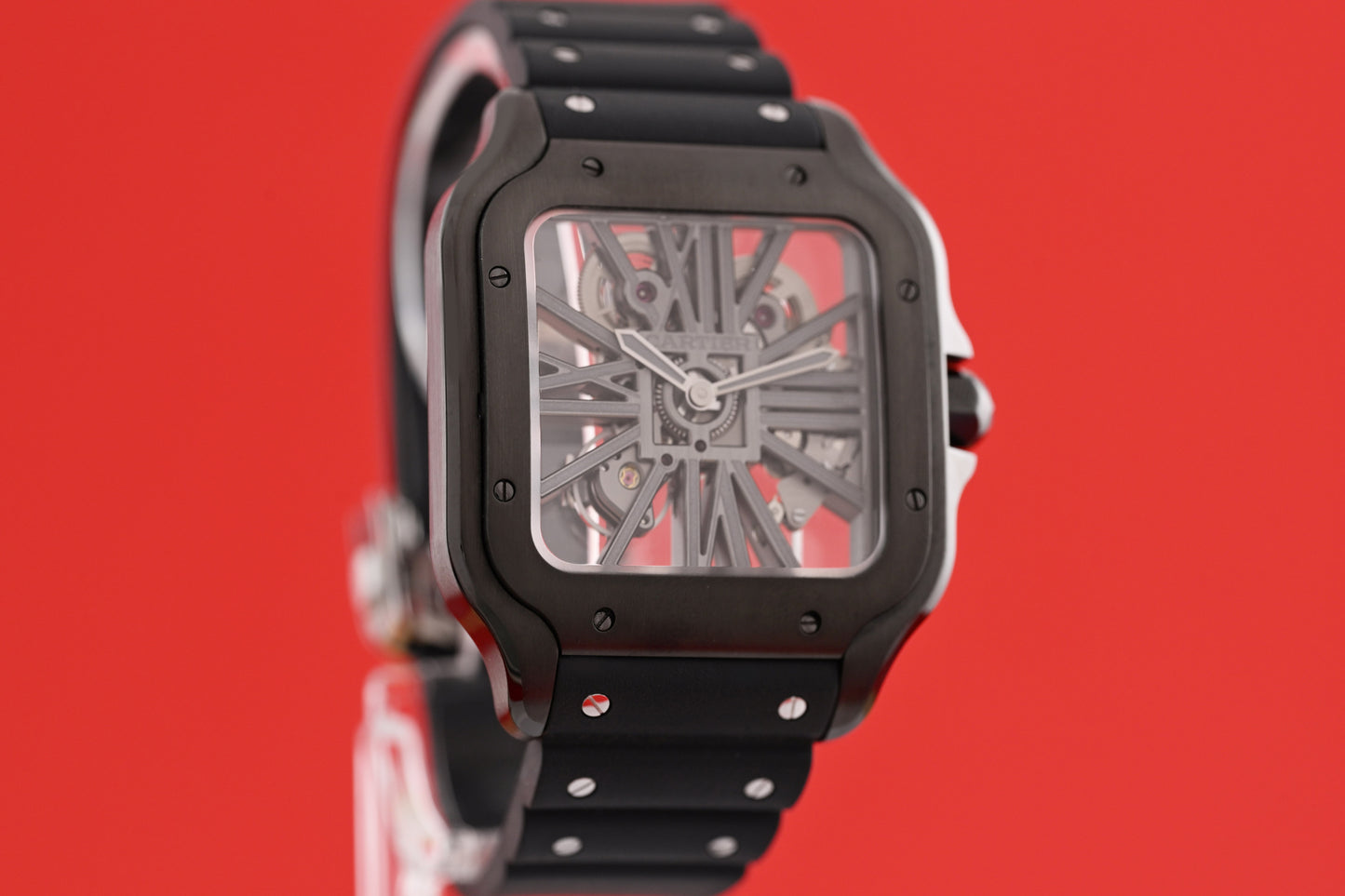 Cartier Santos Skeleton Black Whsa0009 - Full Set