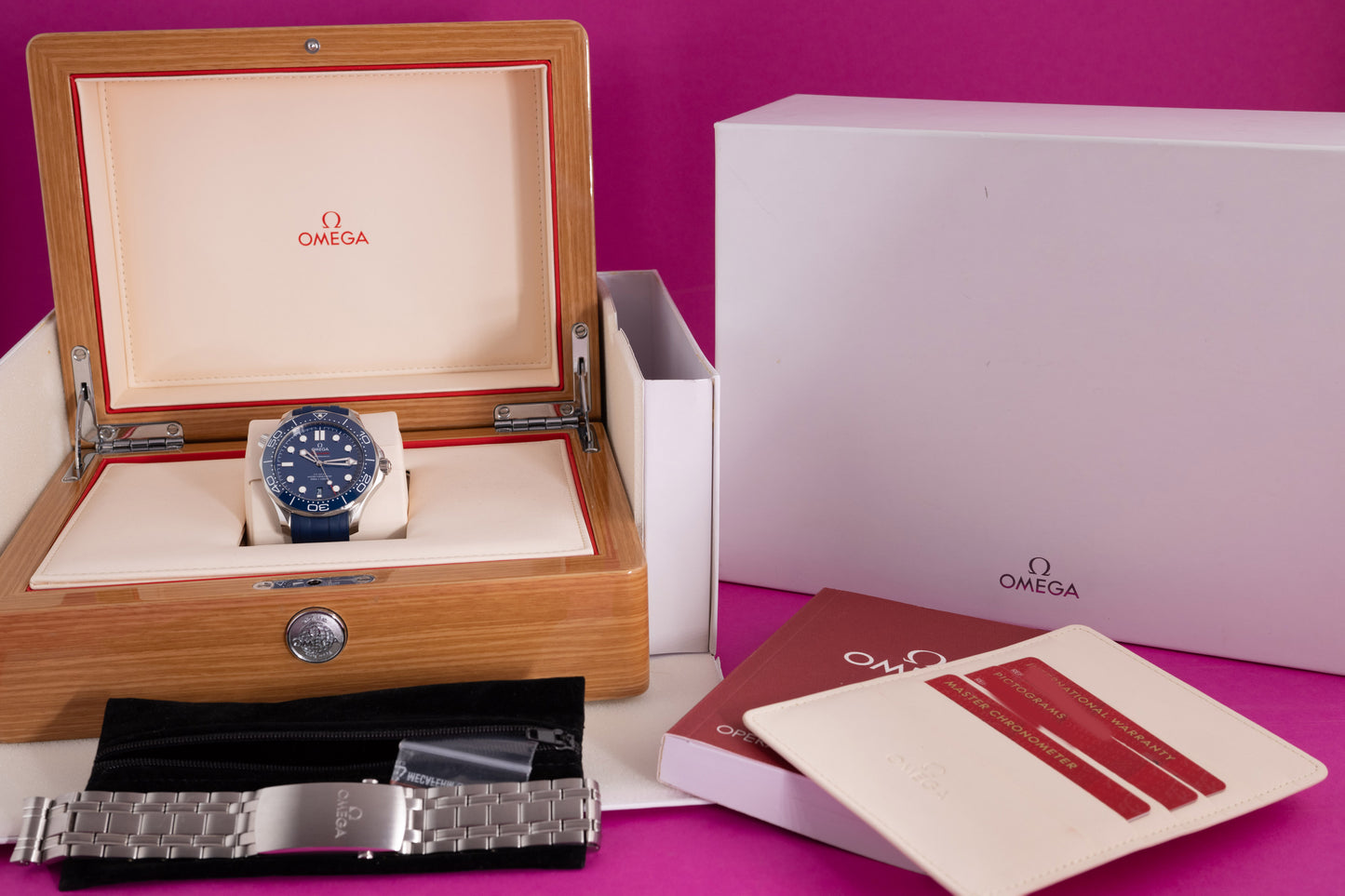 Omega Seamaster Diver 300M - Blue Dial - Stahl & Kautschukband - Full Set