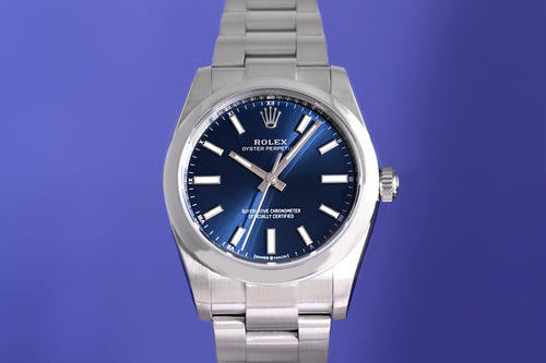 Rolex Oyster Perpetual 34 mm 124200 - Full Set - Blue Dial