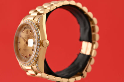 Rolex Day Date Yellow Gold - 18388 - Factory Ruby & Diamond Setting