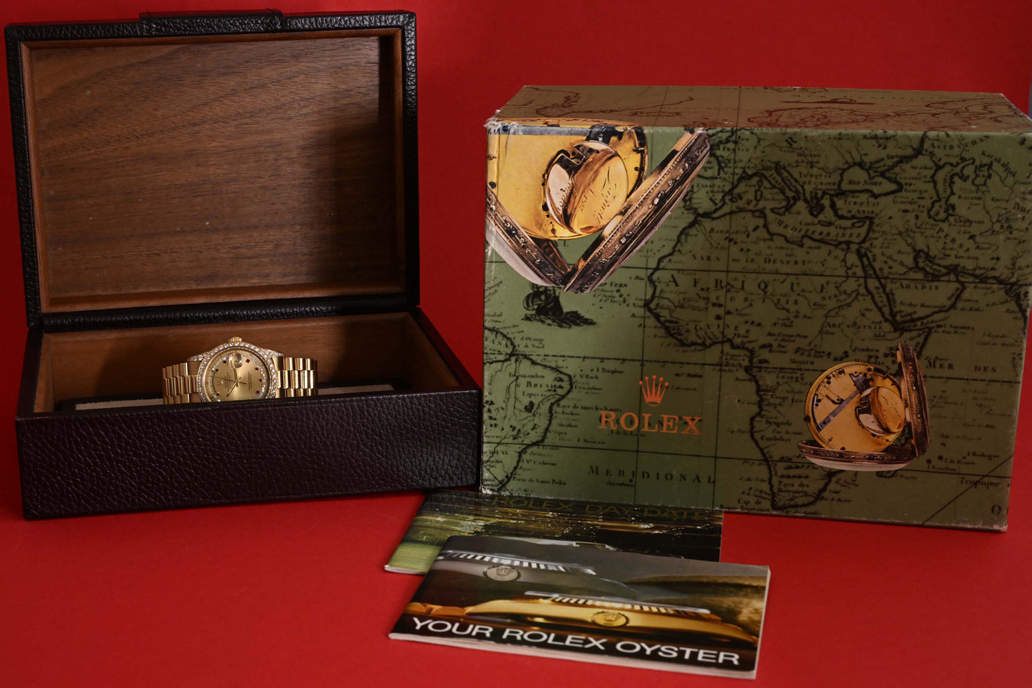 Rolex Day Date Yellow Gold - 18388 - Factory Ruby & Diamond Setting