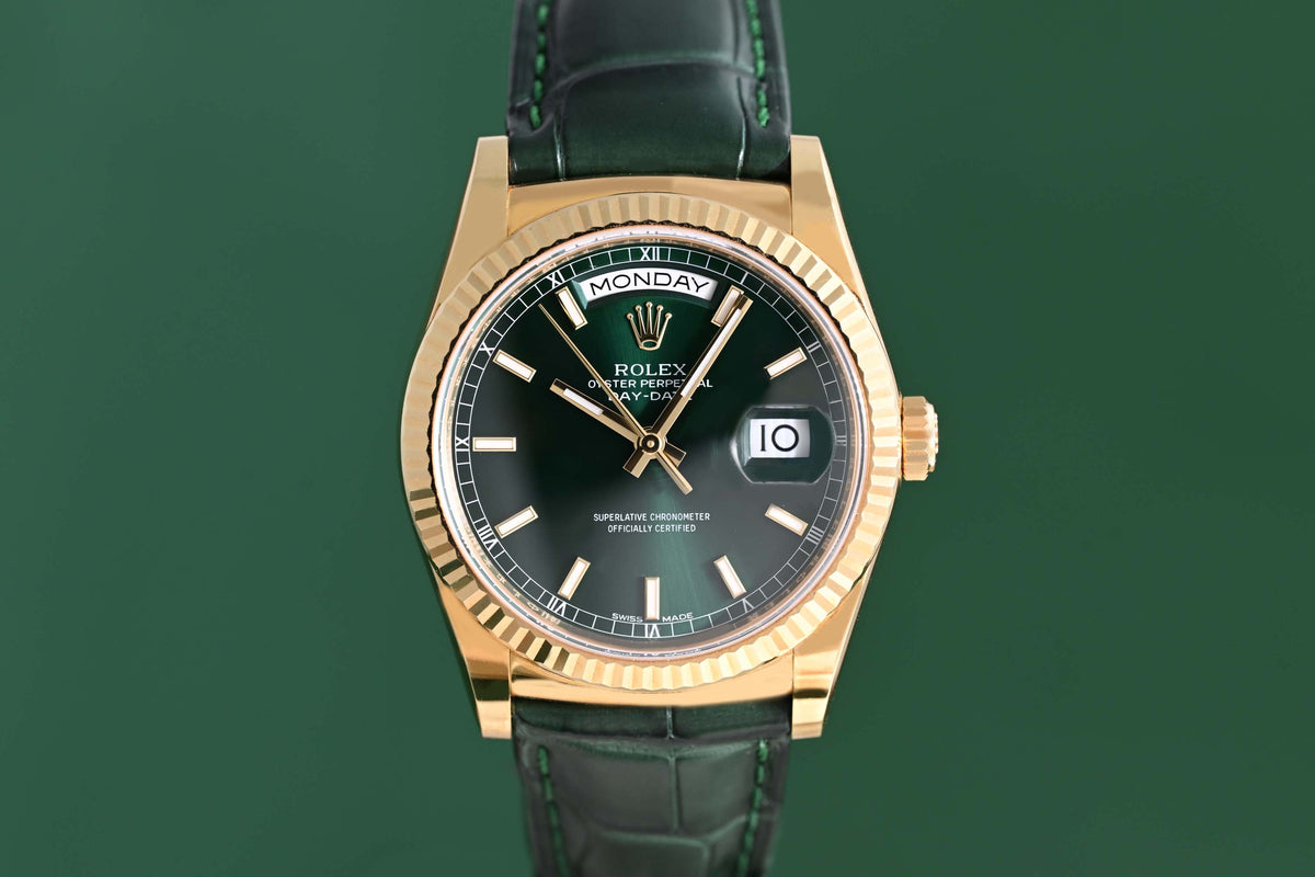 Rolex Day Date Yellow Gold 118138 - Green Dial - Full Set
