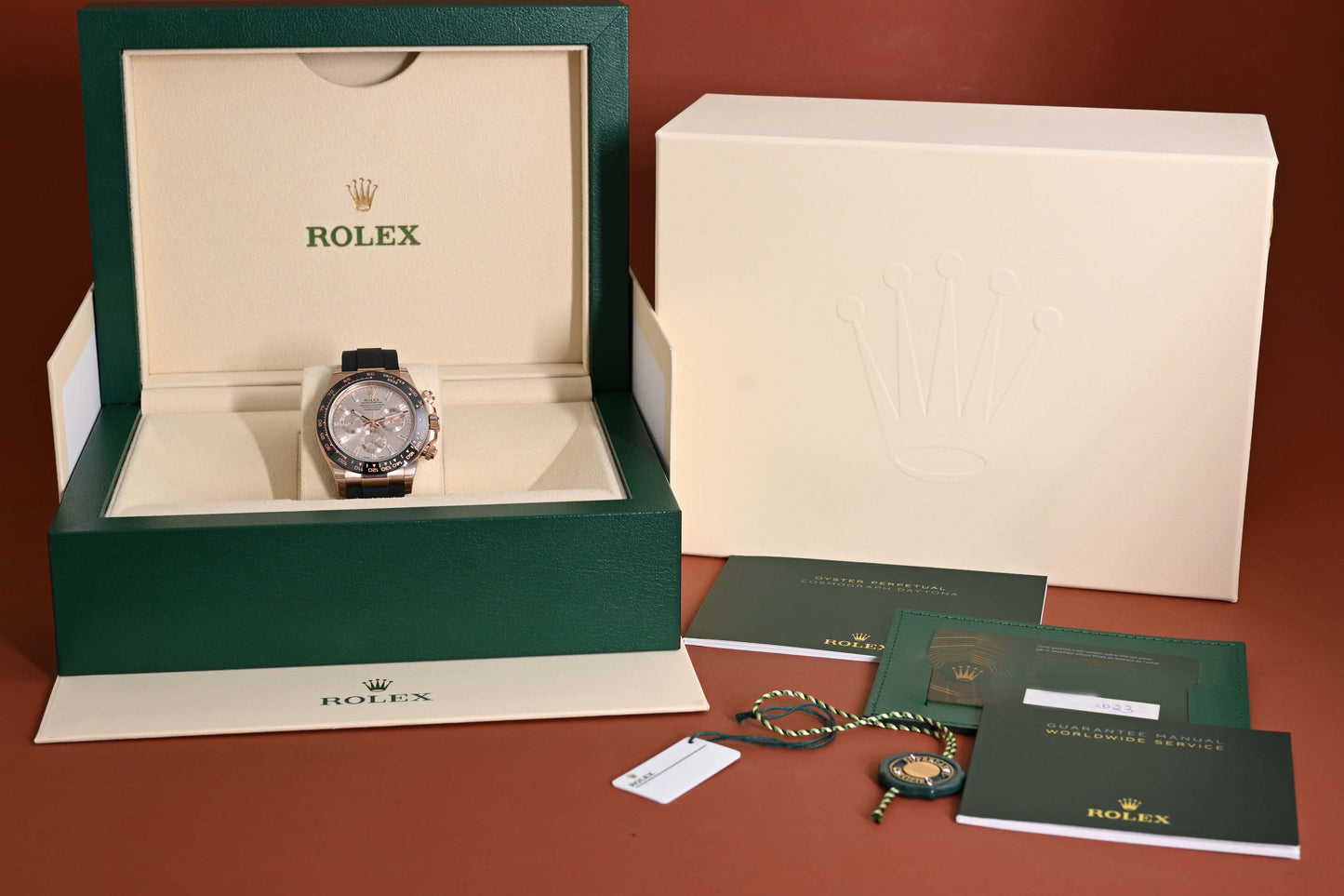 Rolex Daytona Rosegold 116515LN - Full Set - Sundust Baguette - NEW + Sticker