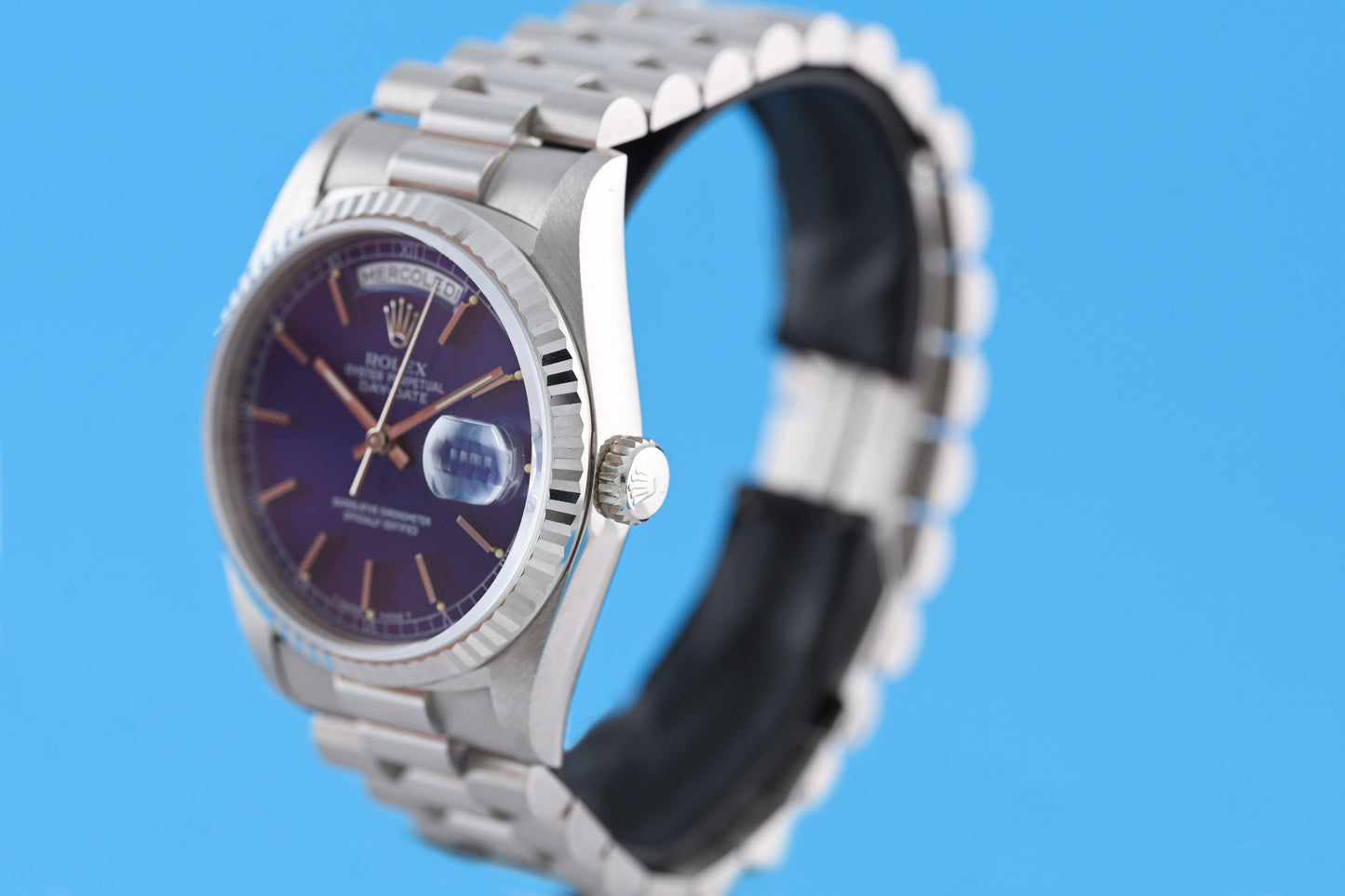 Rolex Day Date Weißgold 18239 - Full Set - Blue Dial - NOS
