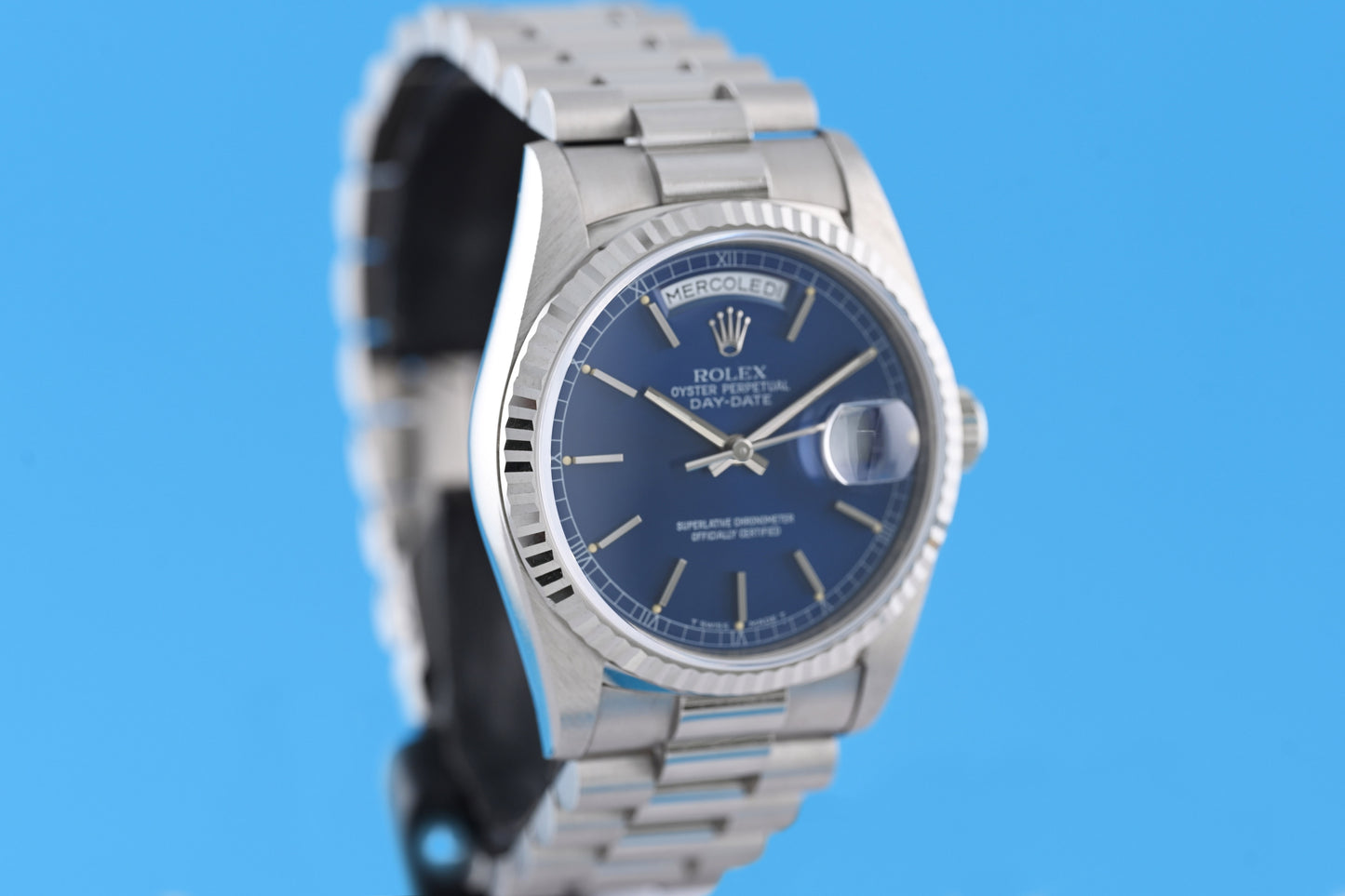 Rolex Day Date Weißgold 18239 - Full Set - Blue Dial - NOS