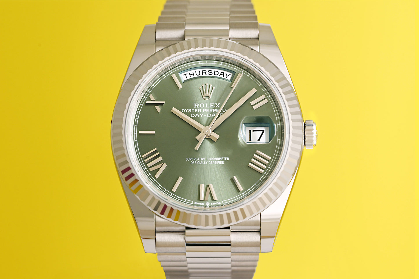 Rolex Day Date 40 Weißgold 228239 - Green Dial - Full Set - Like New