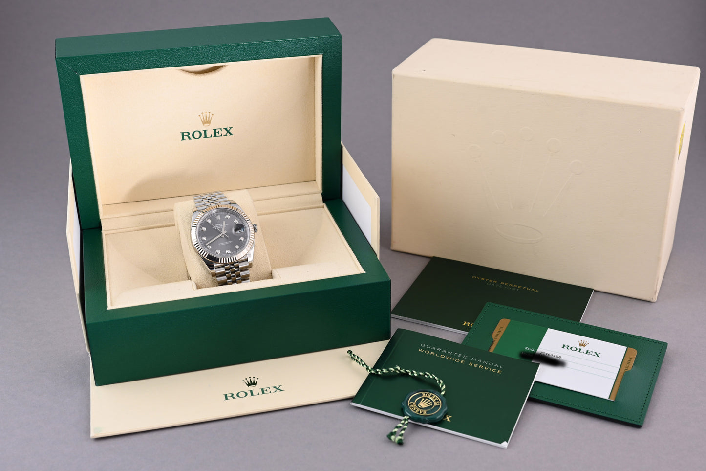 Rolex Datejust 41 - 126334 Rhodium - Full Set - Dia Dial