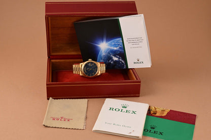 Rolex Day Date 36mm Gelbgold 1803 - Blue Buckley Dial - Full Set