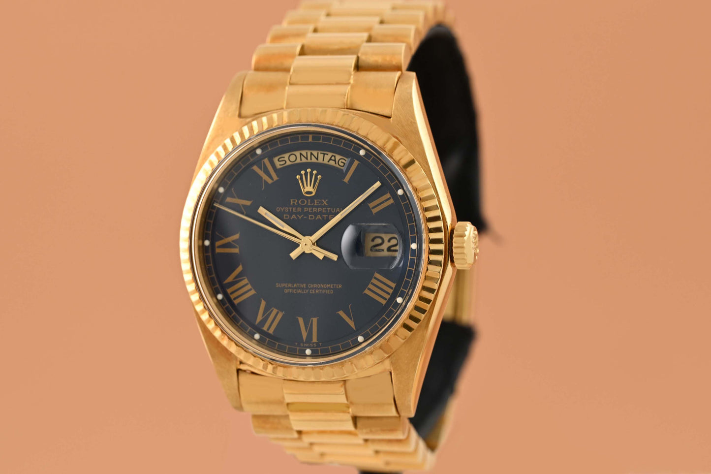 Rolex Day Date 36mm Gelbgold 1803 - Blue Buckley Dial - Full Set