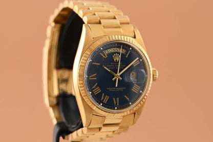 Rolex Day Date 36mm Gelbgold 1803 - Blue Buckley Dial - Full Set