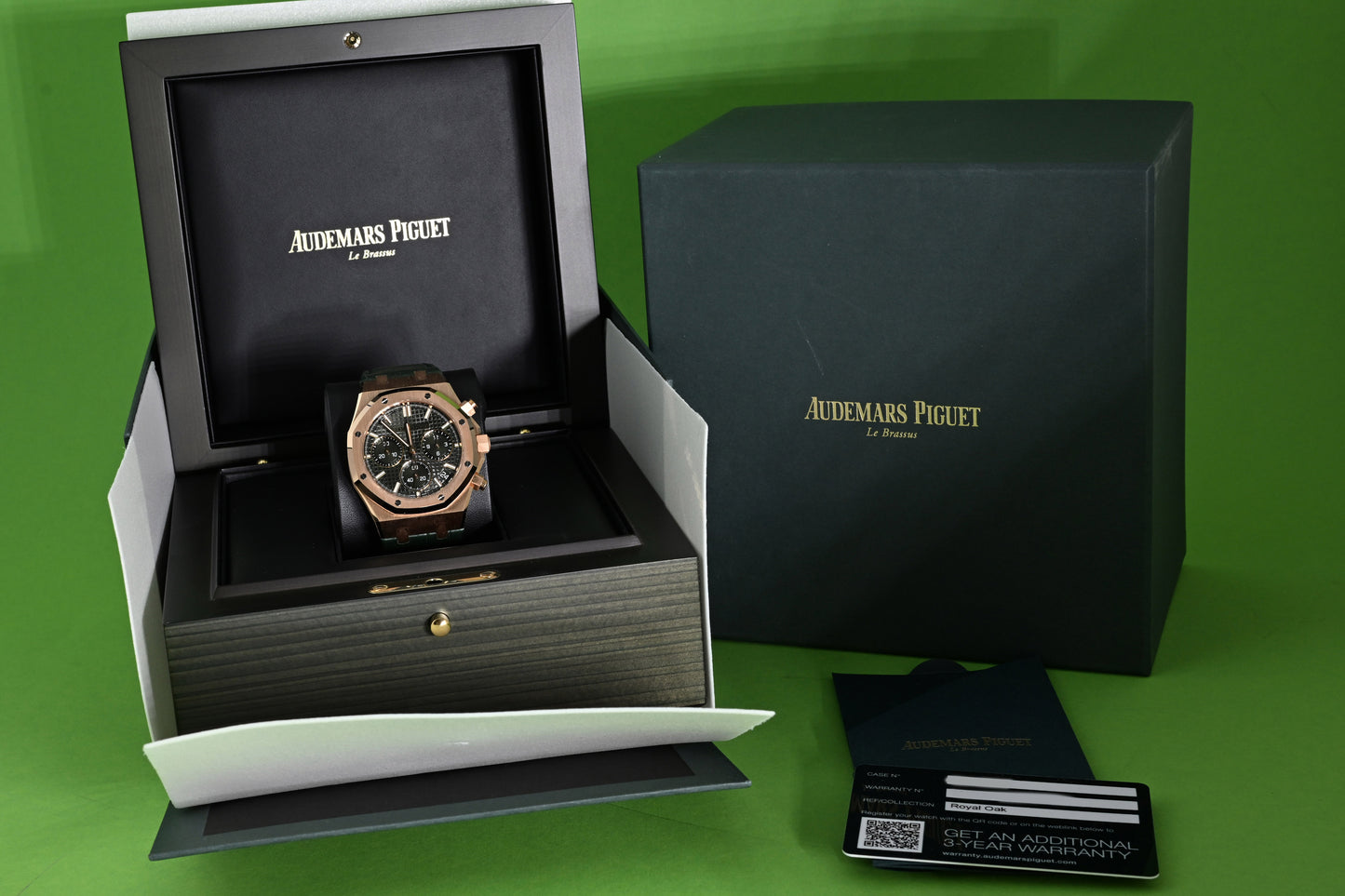 Audemars Piguet Royal Oak Chronograph 41mm Rose Gold - Full Set - Green Dial - NEW