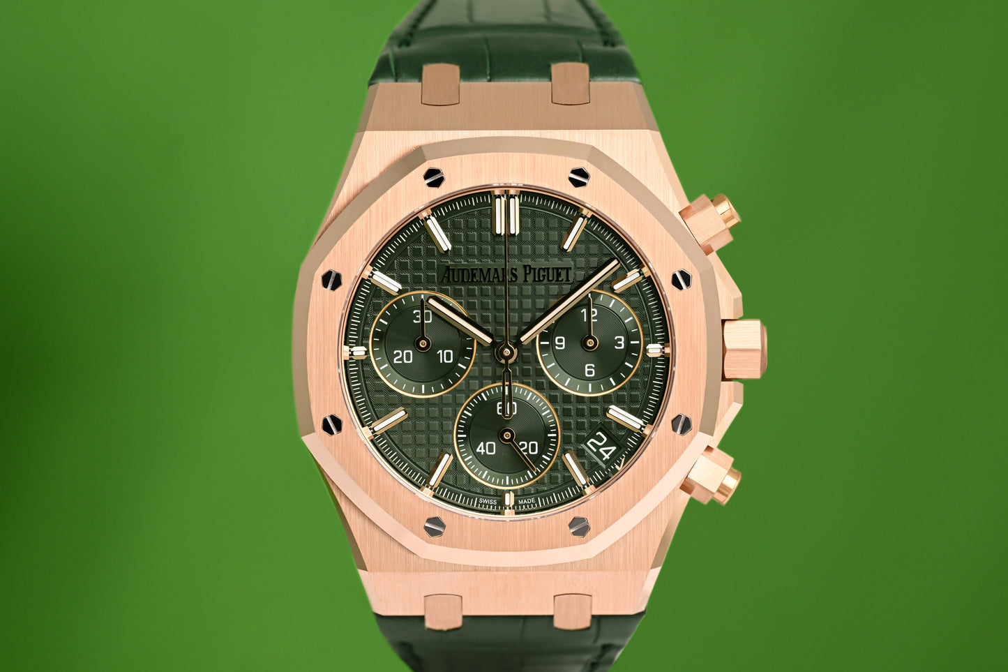 Audemars Piguet Royal Oak Chronograph 41mm Rose Gold - Full Set - Green Dial - NEW