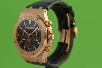 Audemars Piguet Royal Oak Chronograph 41mm Rose Gold - Full Set - Green Dial - NEW
