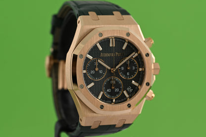 Audemars Piguet Royal Oak Chronograph 41mm Rose Gold - Full Set - Green Dial - NEW