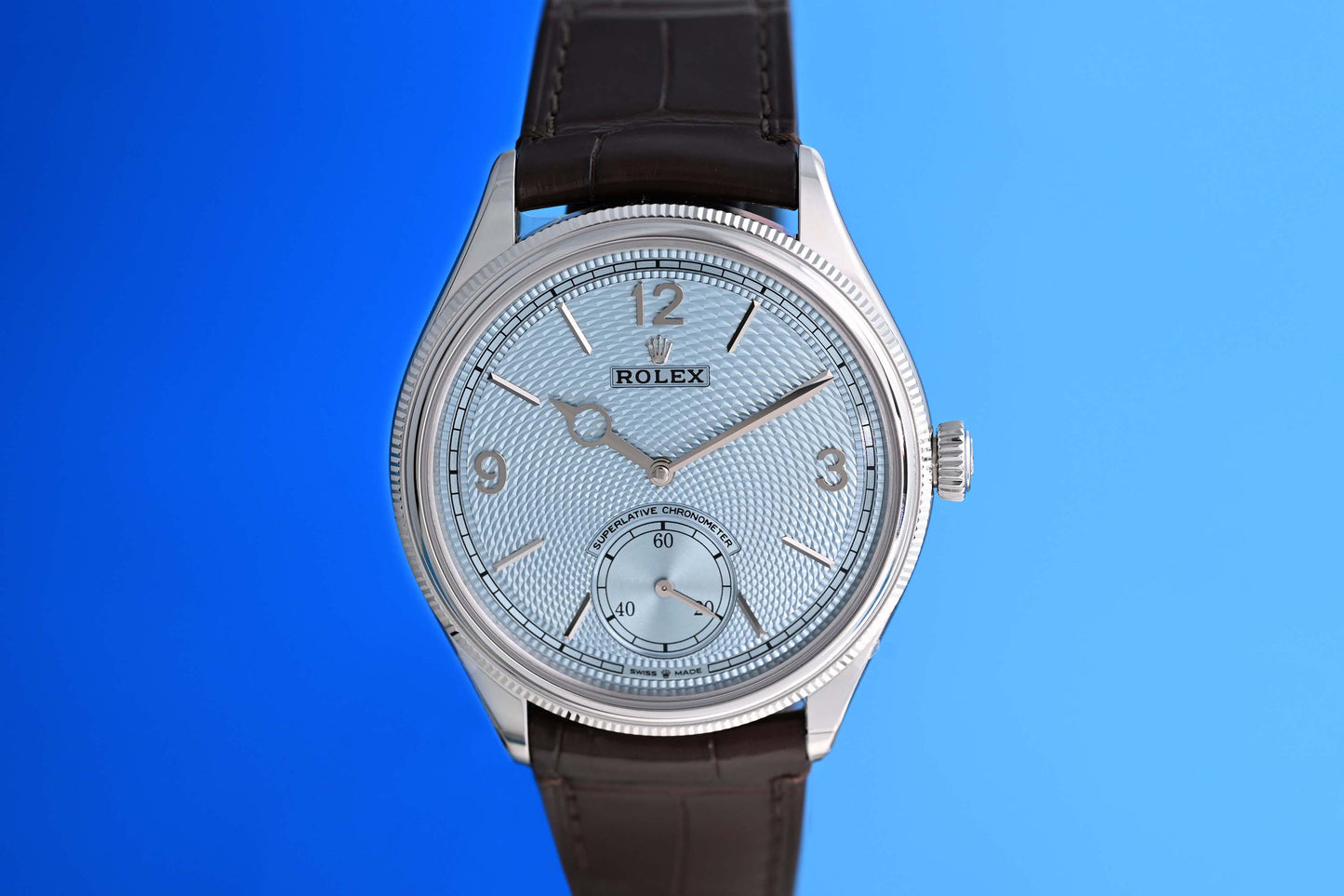 Rolex 1908 - Ice Blue Dial - Platinum - Full Set - NEW 2026