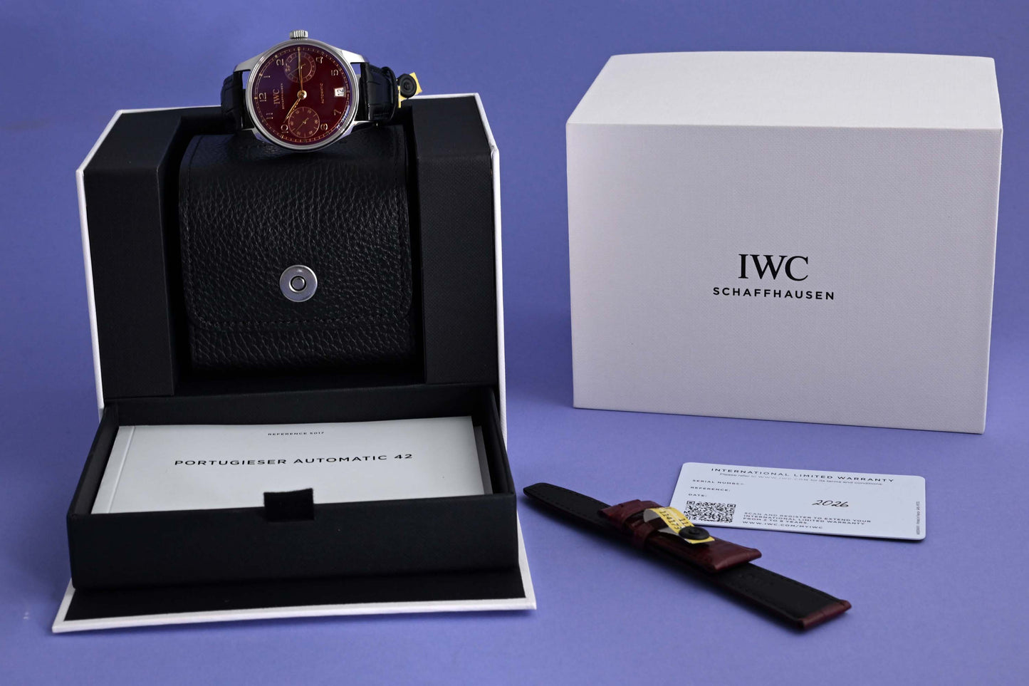 IWC Portugieser Automatik 42 Year of the Horse - Burgundy Dial - Full Set - NEW
