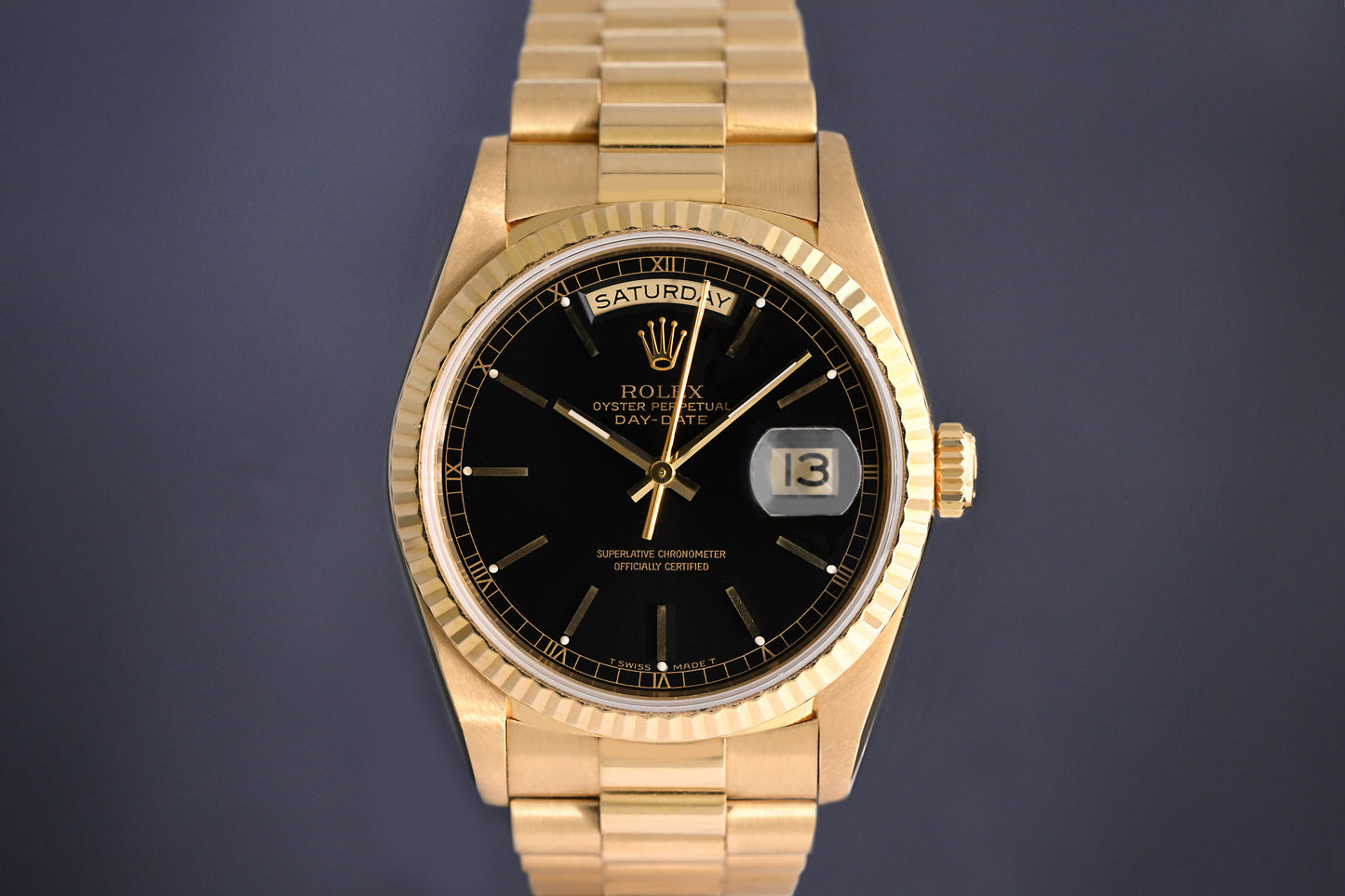 Rolex Day Date Gelbgold 18238 - Black Dial - Watch Only