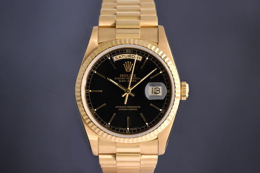 Rolex Day Date Gelbgold 18238 - Black Dial - Watch Only