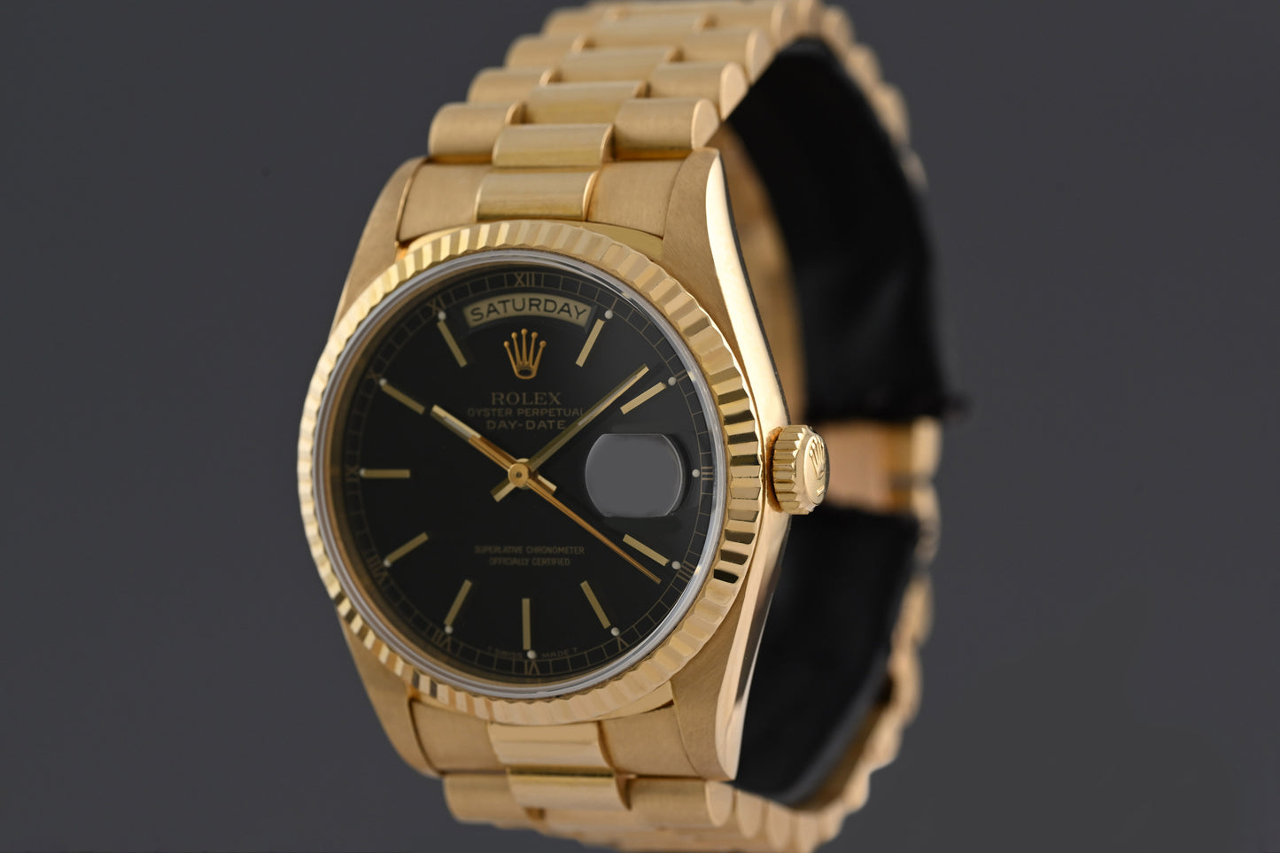 Rolex Day Date Gelbgold 18238 - Black Dial - Watch Only
