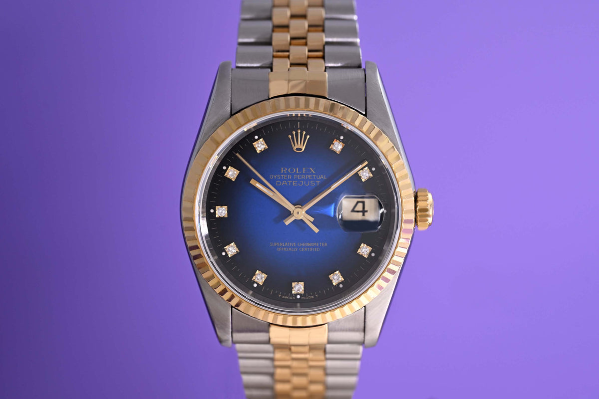 Rolex Datejust Stahl/Gold 16233 - Blue Vignette Degrade Dial