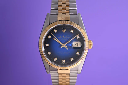 Rolex Datejust Stahl/Gold 16233 - Blue Vignette Degrade Dial