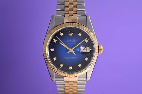Rolex Datejust Stahl/Gold 16233 - Blue Vignette Degrade Dial