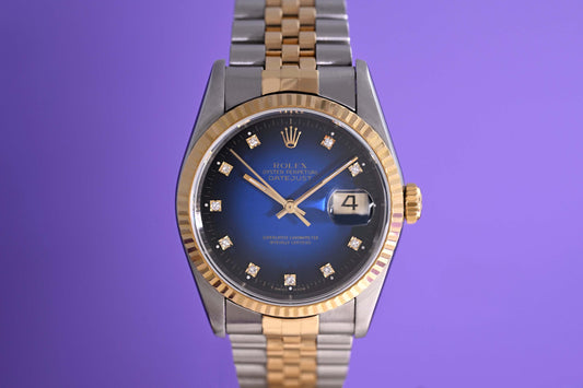 Rolex Datejust Stahl/Gold 16233 - Blue Vignette Degrade Dial