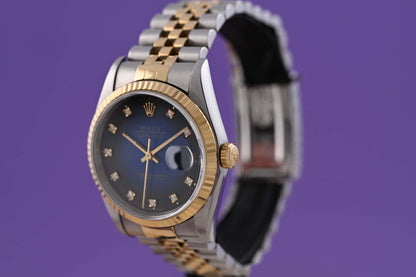 Rolex Datejust Stahl/Gold 16233 - Blue Vignette Degrade Dial
