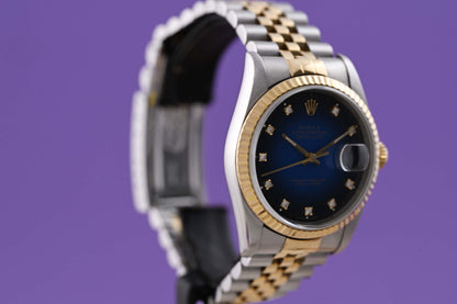 Rolex Datejust Stahl/Gold 16233 - Blue Vignette Degrade Dial