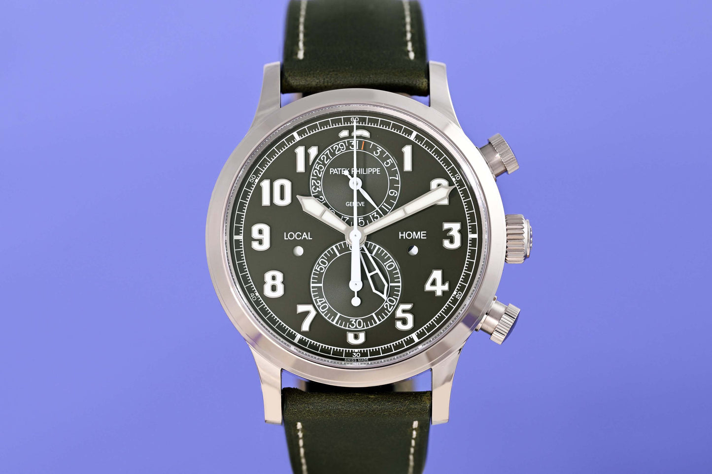 Patek Philippe Pilot Travel Time Flyback Chronograph Khaki green dial - Full Set - NEW 2026