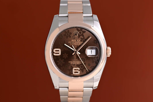 Rolex Oyster Perpetual Datejust 116201 - Floral Dial - Full Set