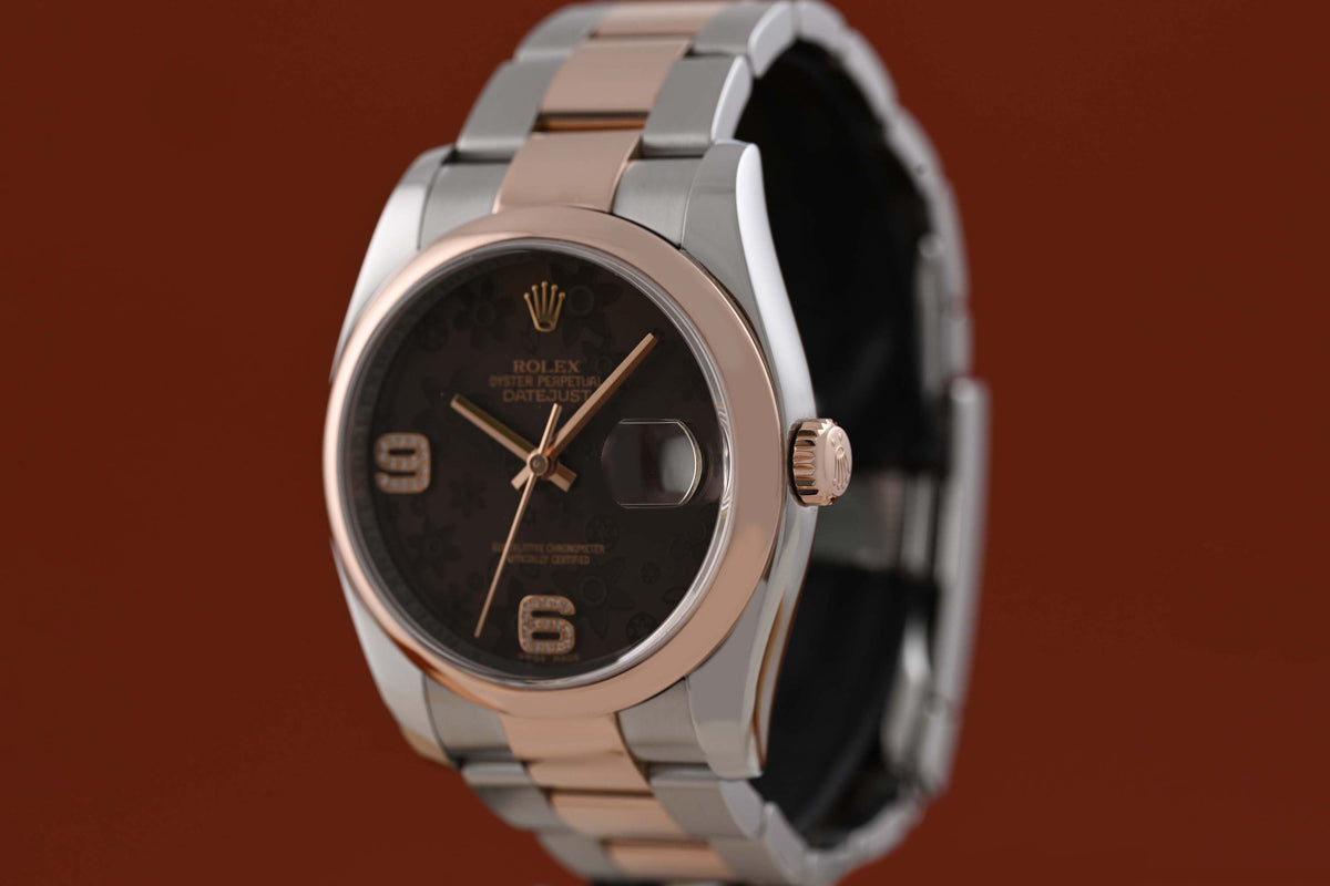 Rolex Oyster Perpetual Datejust 116201 - Floral Dial - Full Set