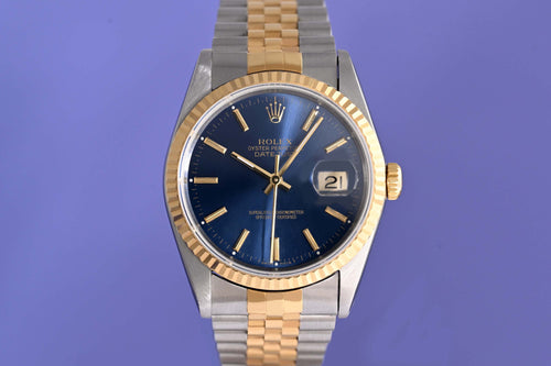 Rolex Oyster Perpetual Datejust 16233 - Full Set - Blue Dial