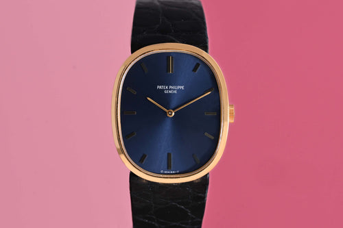Patek Philippe Ellipse d'Or - Yellow Gold - 3748 - Blue Dial - Full Set - 1979