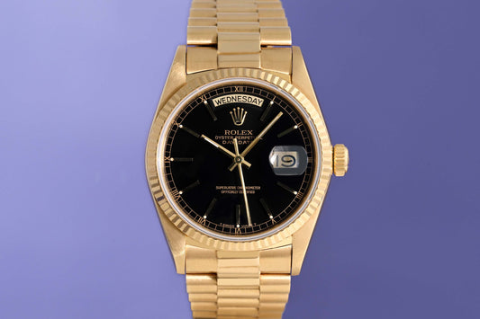 Rolex Day Date 36mm Gelbgold 18038 - Black Dial