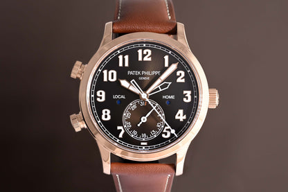 Patek Philippe Calatrava Pilot Travel Time 5524R-001 - Sunburst Brown Dial - Full Set