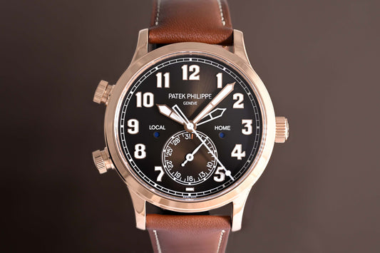 Patek Philippe Calatrava Pilot Travel Time 5524R-001 - Sunburst Brown Dial - Full Set