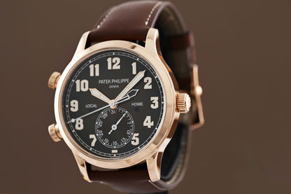 Patek Philippe Calatrava Pilot Travel Time 5524R-001 - Sunburst Brown Dial - Full Set