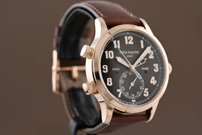 Patek Philippe Calatrava Pilot Travel Time 5524R-001 - Sunburst Brown Dial - Full Set