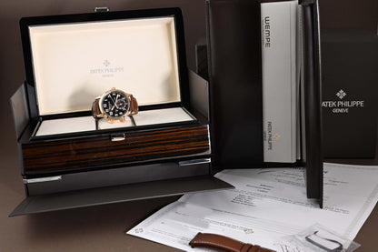 Patek Philippe Calatrava Pilot Travel Time 5524R-001 - Sunburst Brown Dial - Full Set