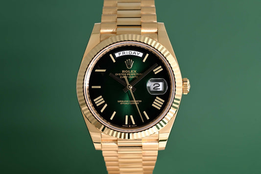 Rolex Day Date 40 Gelbgold 228238 - Full Set - Green Ombré Dial - Like NEW