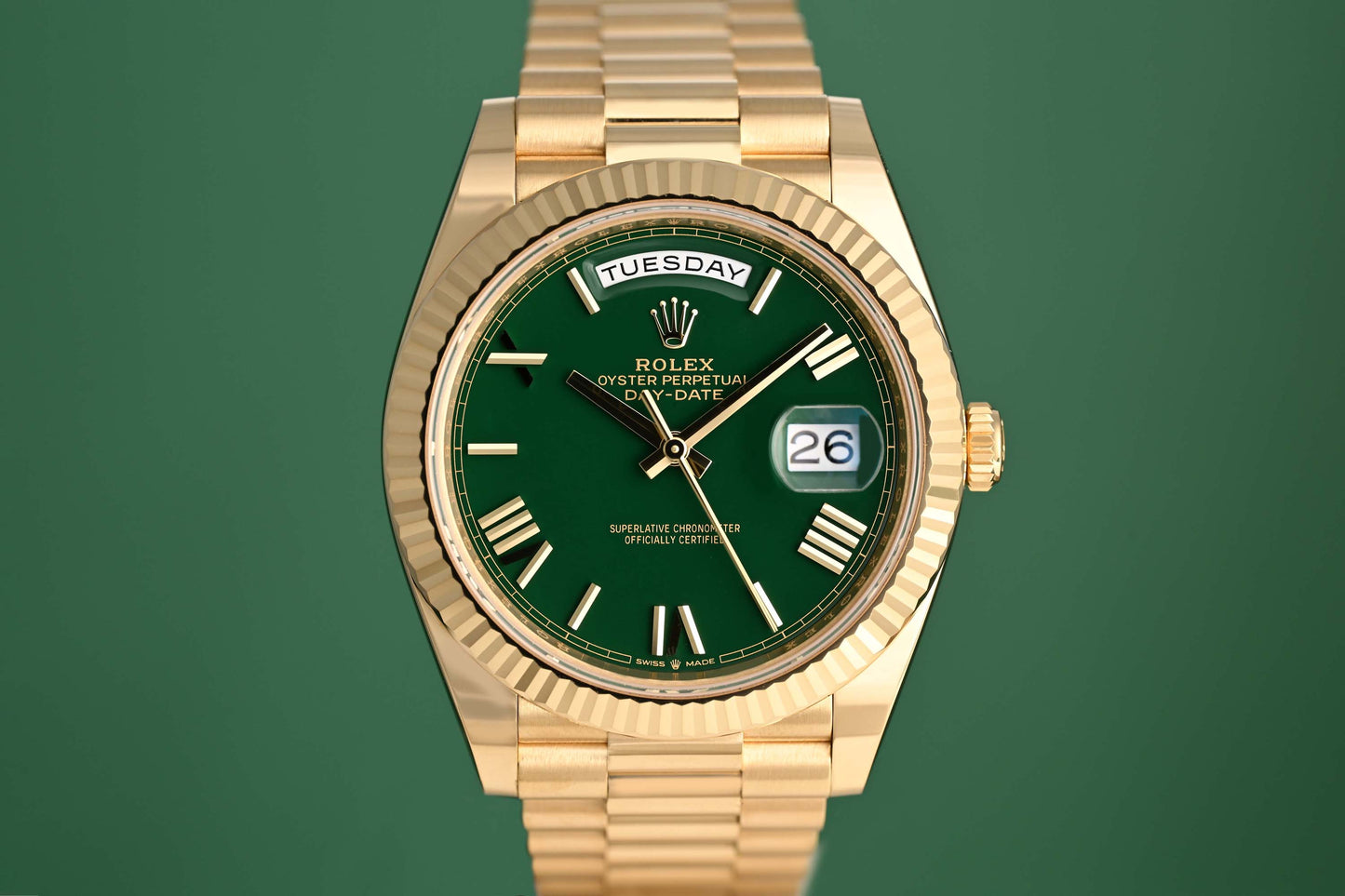 Rolex Day Date 40 Gelbgold 228238 - Full Set - Green Dial