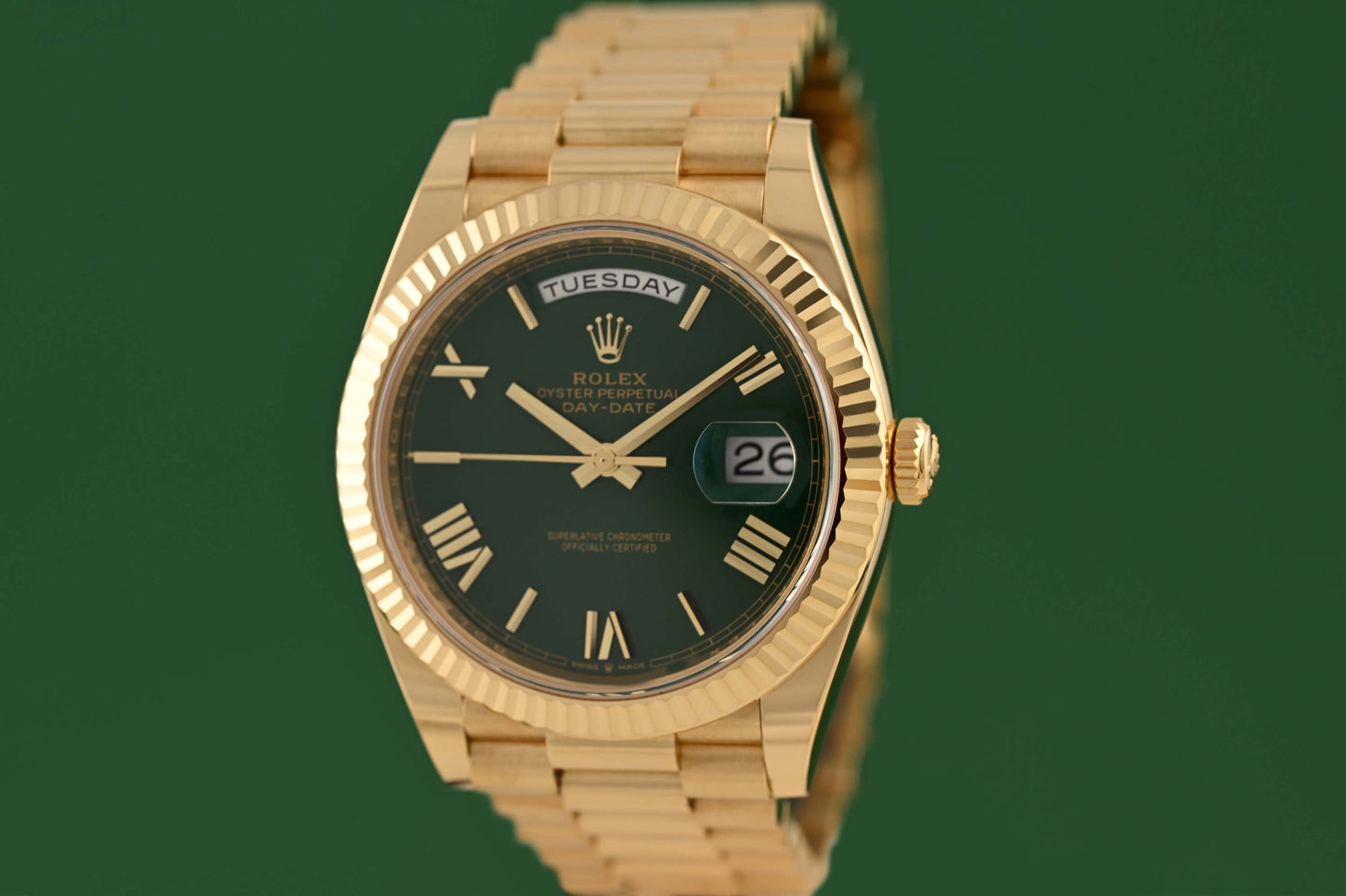 Rolex Day Date 40 Gelbgold 228238 - Full Set - Green Dial