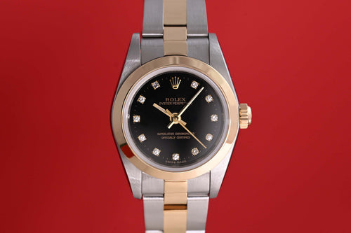 Rolex Oyster Perpetual Lady - Black Dia Dial - Full Set - LC100 - Like NEW
