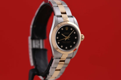 Rolex Oyster Perpetual Lady - Black Dia Dial - Full Set - LC100 - Like NEW