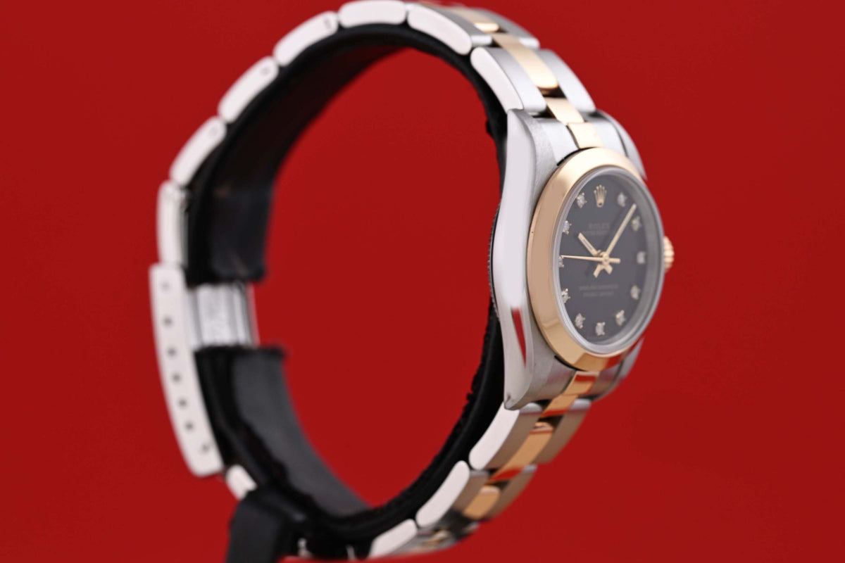 Rolex Oyster Perpetual Lady - Black Dia Dial - Full Set - LC100 - Like NEW