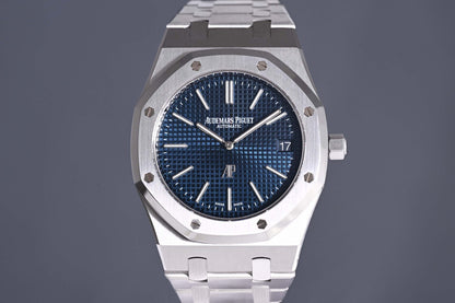 Audemars Piguet Royal Oak Jumbo Extraflach - Blue Dial - 15202ST