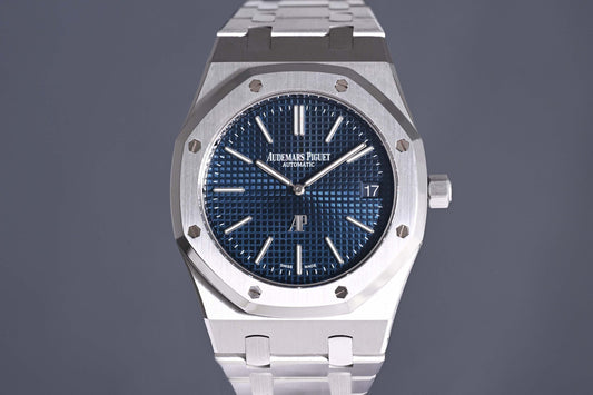 Audemars Piguet Royal Oak Jumbo Extraflach - Blue Dial - 15202ST